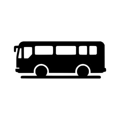 Bus icon, public transportation, black silhouette