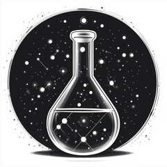 Chemistry illustration icons, Laboratory digital logos
