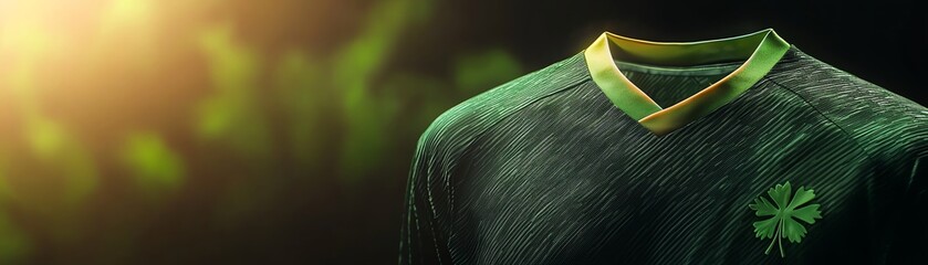 A vibrant green sports jersey with a unique design, perfect for showcasing athleticism and team spirit in sports marketing.
