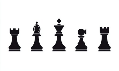 Modern outlines of standard chess pieces that can be edited
