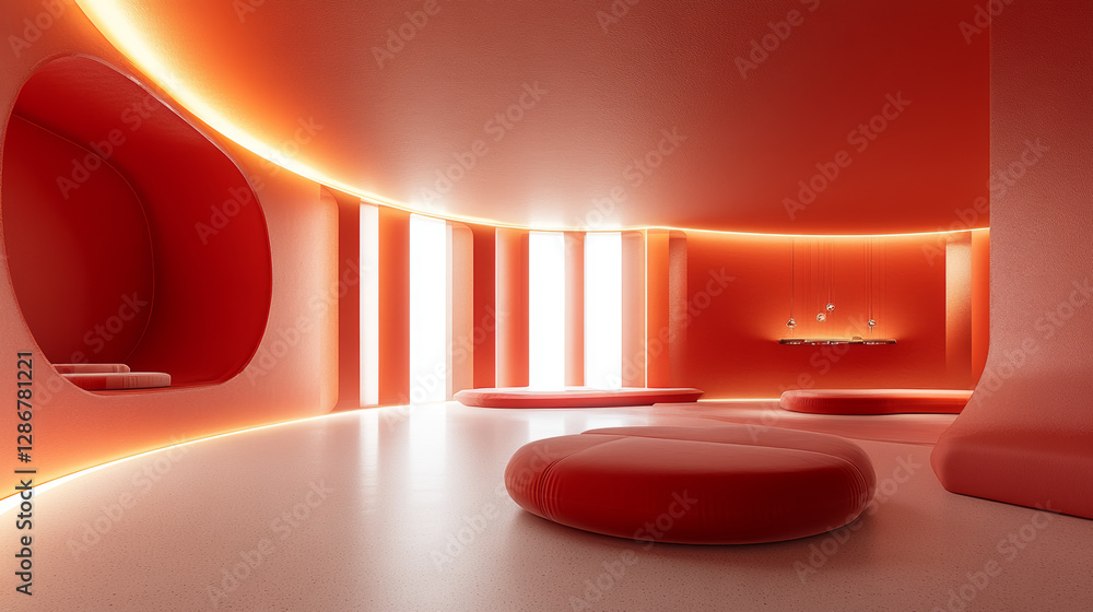 Poster 3d abstract red studio room for product display. empty scene with floor and wall for luxury presenta