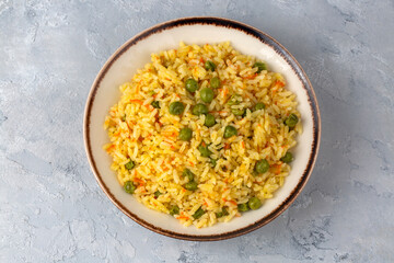 Rice pilaf with carrots and peas