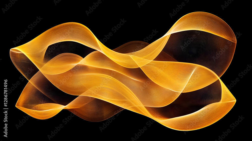 Poster yellow wave design on a black background creating an artistic abstract visual composition