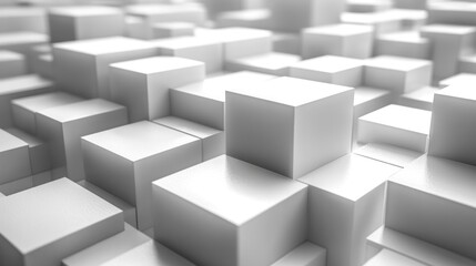Abstract 3D white cubes, modern geometric background, for a minimal design