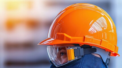 Engineer electrical and troubleshooting, Protective helmet worn by a worker, highlighting safety and occupational health.