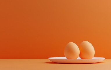 Easter Burnt Orange 3d background minimalistic mockup with space for text