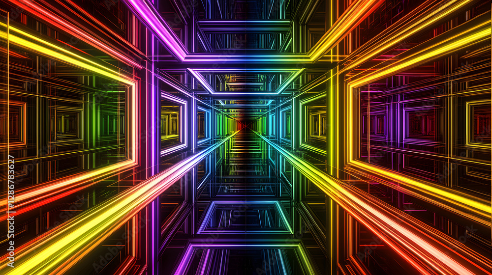 Aufkleber colorful tunnel illuminated with neon lights creating an artistic visual effect