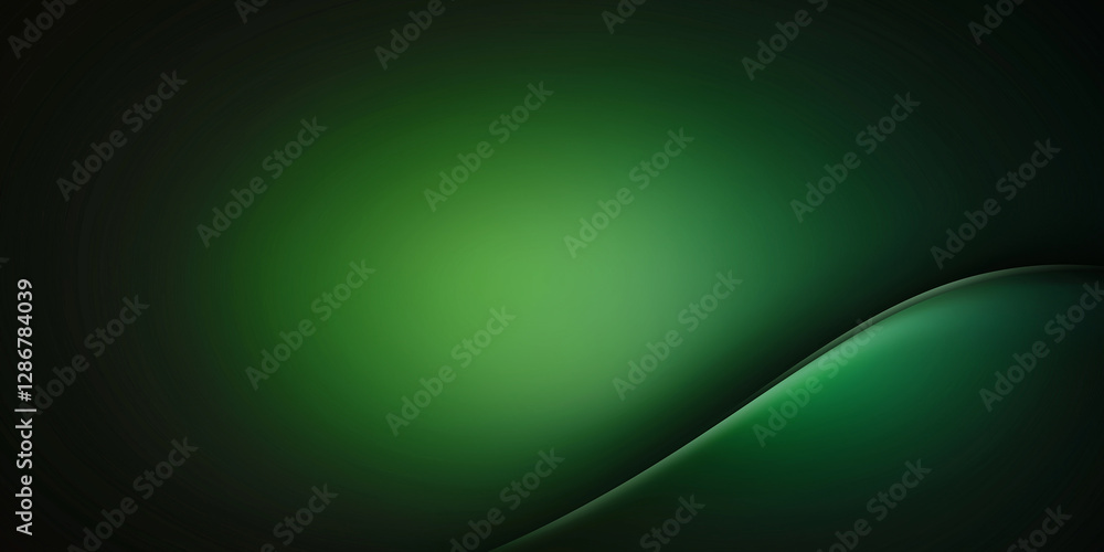 Poster Abstract green background flowing from dark to light with subtle curve
