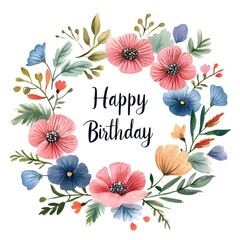 Happy birthday floral wreath
