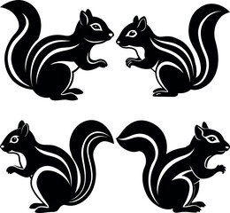 Black Chipmunk Silhouette Vector Icon Crisp & Detailed.