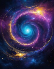 Obraz premium Abstract futuristic,celestial interpretation of Nowruz, background depicting a swirling space galactic nebula infused with Persian ornamental energy waves Sci-fi branding, futuristic product packaging