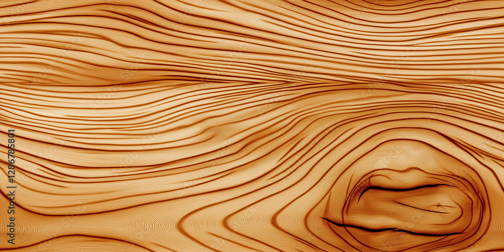 Poster Close up of wood grain creating concentric circles and lines in warm tones