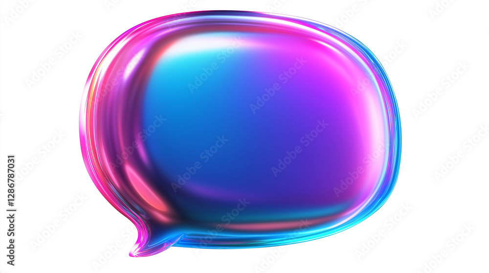 Poster glossy speech bubble showing vibrant gradient colors representing modern communication