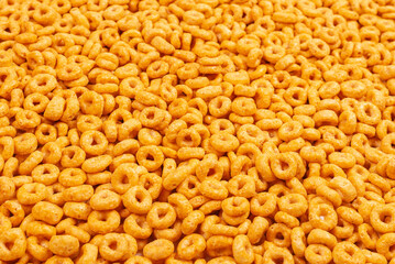 Corn-flakes background and texture. Top view.
