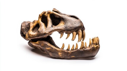 Naklejka premium Close-up of a T-Rex figurine's jaw and teeth, showcasing prehistoric predator's fierce anatomy. 