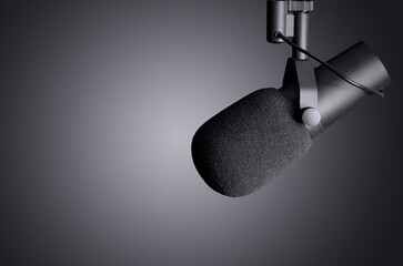 Professional microphone in radio studio
