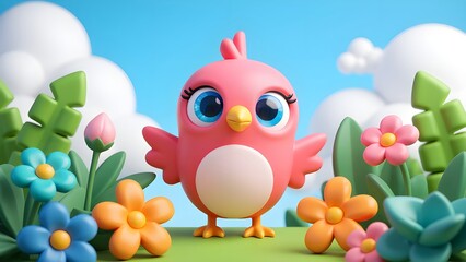 A wonderful adventure of a cartoon bird