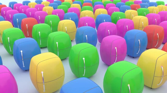 color refrigerators on white bg array