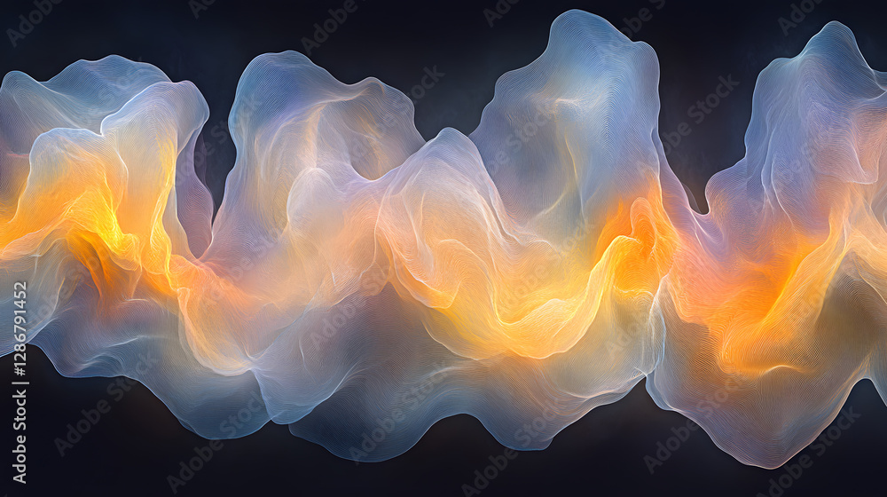 Poster a mesmerizing visualization of abstract patterns and shapes on a black background with colorful elem