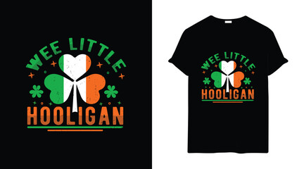 Wee Little Hooligan - St. Patrick’s Day Irish Shamrock Vintage Typography T-Shirt Design