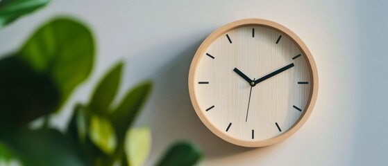 A minimalist wall clock with sleek black hands, set against a clean, modern background, conveys a sense of simplicity and time management.