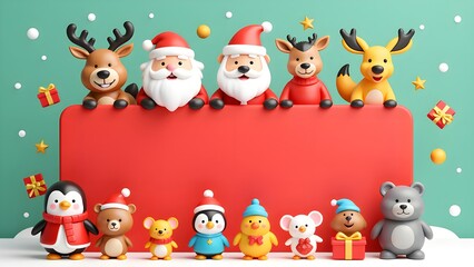 Naklejka premium Warm wishes of Christmas animals