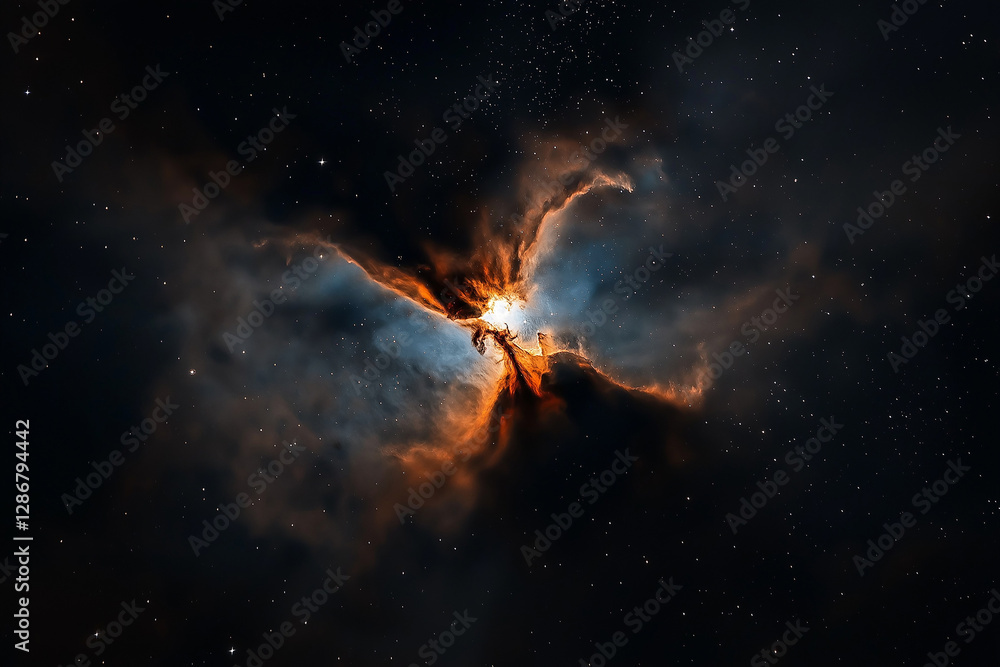 Poster giant nebula exploding in the deep outer space with million stars