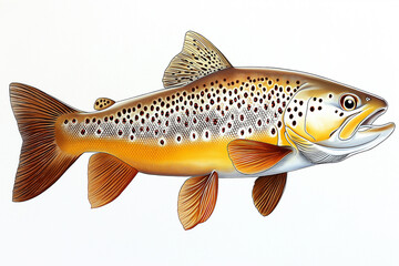 Brown trout fish swimming in freshwater lake