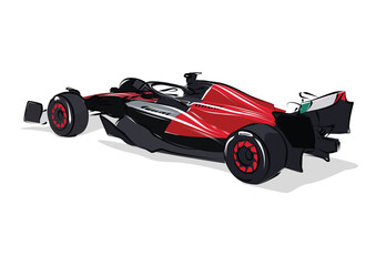 Obraz premium Formula car color illustration. Sports car collection for design of fliers, brochures and banners. Red and black colored race car