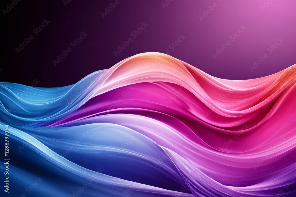 Poster abstract colorful waves flowing smoothly in digital art