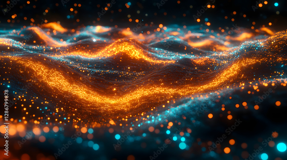 Poster colorful abstract wave of light with vibrant hues and dynamic patterns creating a futuristic visual 