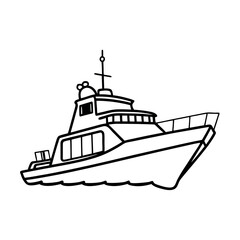 Obraz premium Patrol Boat Outline Vector Illustration for Marine Graphics