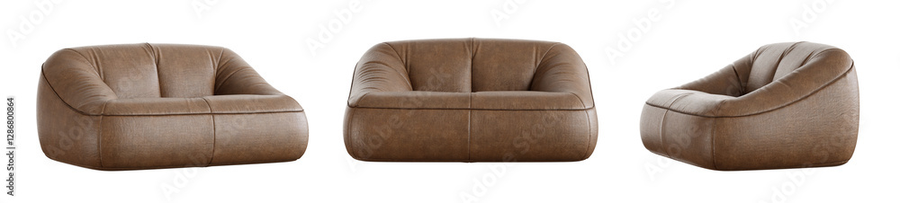 Poster sofa set isolated on transparent background. 3d render. 3d illustration.