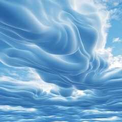 Abstract image featuring textured layers in shades of blue against a sky backdrop.