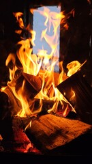 fire in the fireplace