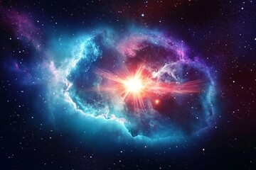 Obraz premium Cosmic Nebula Stellar Explosion in Blue and Purple Hues,Space,Astronomy