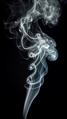 White smoke abstract swirling against a black background moving slowly in a dolly shot