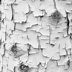 Obraz premium White bark with peeling paint creates a textured and patterned abstract surface.