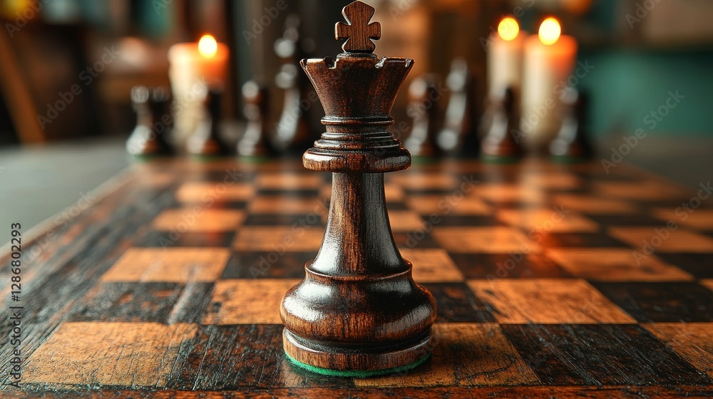 Poster the chess game utilizes strategies to dominate the board in a decision-making match with isolated ch