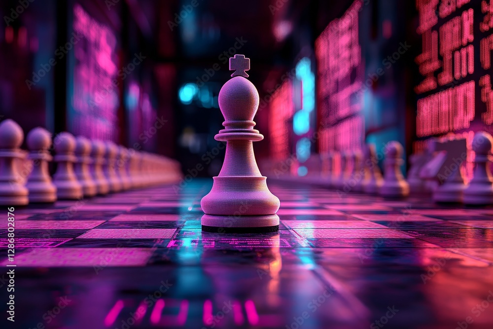 Aufkleber develop a plan using chess pieces, binary code, and programming language