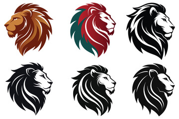 lion head silhouette in profile with smooth curve illustration