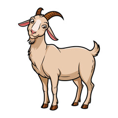 Goat isolated on white background. Simple domestic farm animal vector illustration, perfect for agricultural designs, logos, and educational materials.