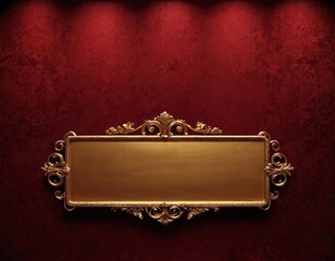 Elegant ornate frame on a rich red damask wall, perfect for displaying artwork or a special message.