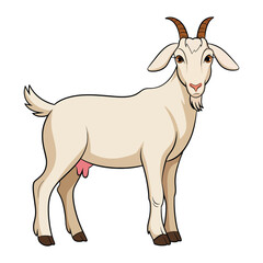 Cute cartoon goat icon with a friendly expression. Simple and playful vector illustration, for farm logos, kids designs, animal.