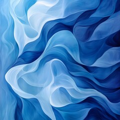 Obraz premium Abstract waves of blue hues creating a dynamic and fluid composition.