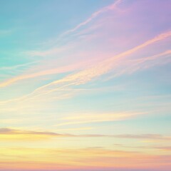 Obraz premium Painted sky in pastel hues: soft clouds and dreamy light fill the atmosphere.