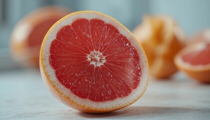 Juicy Grapefruit Slice – Sweet, Tart, and Vitamin, grapefruit on a wooden table