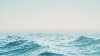 Fototapeta premium Serene Ocean Vista: Tranquil Blue Water and Soft Sky Horizon Landscape