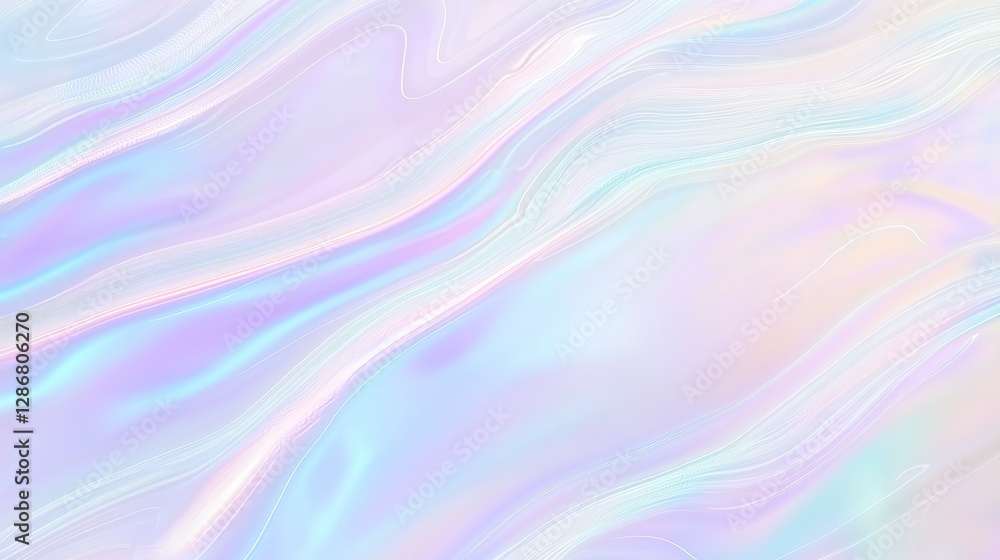 Poster Iridescent waves of color soft ethereal background with holographic dreamy quality