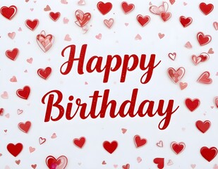 Happy Birthday typography with red background.